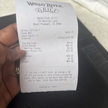 Wando River Grill - Receipt - New American Near Me - Mount Pleasant, South Carolina Wando River Grill - Receipt - New American Near Me - Mount Pleasant, South Carolina