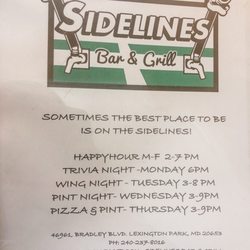 Sidelines Bar & Grill - Nightly Specials