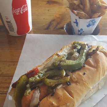 Good Dog - The Doggfather with vegetarian hotdog and a side of frites - Caterers Near Me Good Dog - The Doggfather with vegetarian hotdog and a side of frites - Caterers Near Me