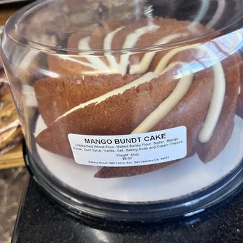 Bakery Street - Scored a mango Bundt cake. Huge and only $8. Super moist, fresh, delicious! You have to go early to get one of these. - Bakeries Near Me - San Leandro, California Bakery Street - Scored a mango Bundt cake. Huge and only $8. Super moist, fresh, delicious! You have to go early to get one of these. - Bakeries Near Me - San Leandro, California