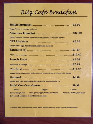 Menu photo 2 Ritz Cafe Paoli, IN Menu photo 2 Ritz Cafe Paoli, IN
