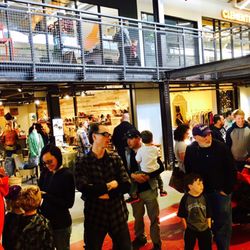 Goose And The Goat - People lined up in front of #gooseandthegoat getting ready to head into an event in the Stanley Hangar.