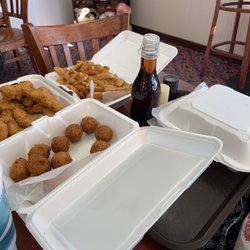 Arthur Treacher's - Chicken and hushpuppies with an extra large order of chips!