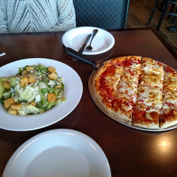 Rosati's Pizza - The small double dough(they also have thin crust) cheese pizza with a cesar salad. - Italian Near Me - Naples, Florida Rosati's Pizza - The small double dough(they also have thin crust) cheese pizza with a cesar salad. - Italian Near Me - Naples, Florida