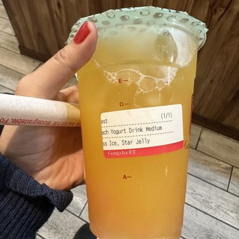 Gong Cha - Peach Yogurt with Star Jelly - Bubble Tea Near Me - Carrollton, Texas Gong Cha - Peach Yogurt with Star Jelly - Bubble Tea Near Me - Carrollton, Texas