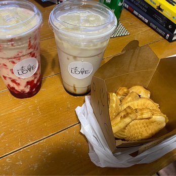 With Love, - Custard, red bean, nutella taiyaki. Coconut strawberry and Black Sugar Milk Smoothie - Ice Cream & Frozen Yogurt Near Me - San Gabriel, California With Love, - Custard, red bean, nutella taiyaki. Coconut strawberry and Black Sugar Milk Smoothie - Ice Cream & Frozen Yogurt Near Me - San Gabriel, California