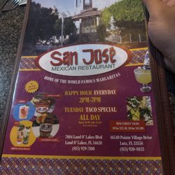 San José Mexican Restaurant - The Intro Menu