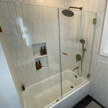 P S Quality Construction - Tile, tub, flooring, bath fixtures, and glass turned out great. Shower shelving was an extra feature available - General Contractors Near Me P S Quality Construction - Tile, tub, flooring, bath fixtures, and glass turned out great. Shower shelving was an extra feature available - General Contractors Near Me