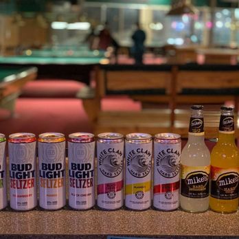 Outbreak Billiards - a row of bud light beers - Pool Halls Near Me - Racine, Wisconsin