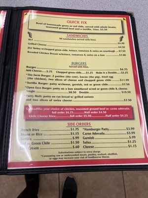 Menu photo 6 Mick's Chile Fix Albuquerque, NM