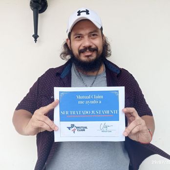 Mutual Claim Services - Happy customer who received fair compensation for their claim.
Cliente satisfecho que recibió una compensación justa por su reclamo. - Professional Services Near Me - Dallas, Texas Mutual Claim Services - Happy customer who received fair compensation for their claim.
Cliente satisfecho que recibió una compensación justa por su reclamo. - Professional Services Near Me - Dallas, Texas