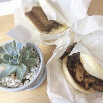Spring Cafe - Braised Tofu Bao Bun & Black Pepper Mushroom Bao Bun - Vegan Near Me - New York, New York