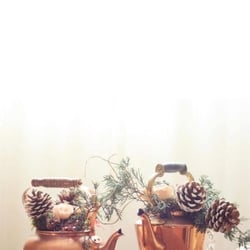 Sidelines Custom Florals - Our flower girls carried vintage copper tea kettles.