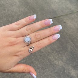 Acrylic pink and white with gel Acrylic pink and white with gel