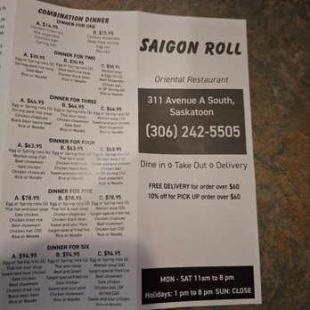 Saigon Roll - Menu, 1 of 4, September 2025 - Vietnamese Near Me - Saskatoon, Saskatchewan