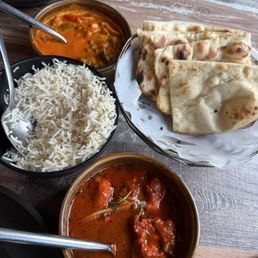 Vegetable masala and chicken vindaloo Vegetable masala and chicken vindaloo