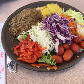Nancy's Sky Garden - Sweet potato noodles, tofu w/ mango sauce & a yummy delicious salad. "&" u get a choice of **FREE** assorted T E AS !!!! - Gluten-Free Near Me - Austin, Texas Nancy's Sky Garden - Sweet potato noodles, tofu w/ mango sauce & a yummy delicious salad. "&" u get a choice of **FREE** assorted T E AS !!!! - Gluten-Free Near Me - Austin, Texas