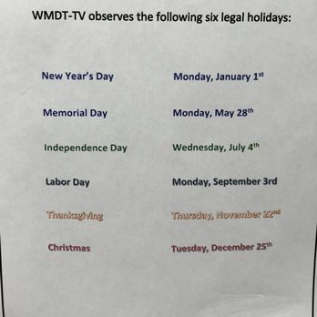 Wmdt-Television Channel 47 - WMDT-TV's "6 Legal Holidays" - Television Stations Near Me - Salisbury, Maryland Wmdt-Television Channel 47 - WMDT-TV's "6 Legal Holidays" - Television Stations Near Me - Salisbury, Maryland