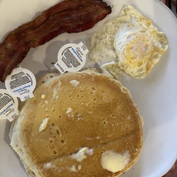Jimmy's Egg Hefner - Pancakes, bacon, egg over medium - Breakfast & Brunch Near Me - Oklahoma City, Oklahoma