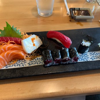 Sushi Soba - Sushi and sashimi Lunch Special with 10 pieces (some eaten). - Sushi Bars Near Me - Old Greenwich, Connecticut