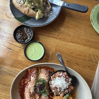 MeeMa’s - Mexico city torta (above) birria chilaquiles (below) - Breakfast & Brunch Near Me - Long Beach, California