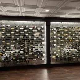 Wine cellar wall as you enter the restaurant.