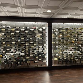 Coastal Prime - Wine cellar wall as you enter the restaurant. - Seafood Near Me - Boothbay Harbor, Maine