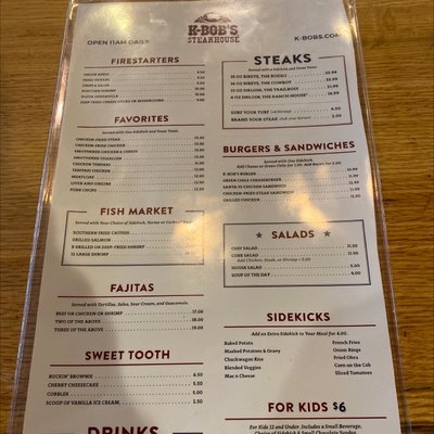 Menu photo 4 K-Bob's Steakhouse Raton, NM