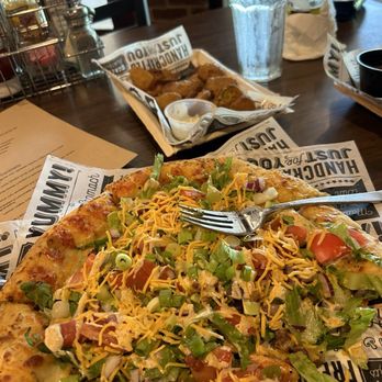 Serendipity Bar & Grill - "Mexican pizza" known everywhere else as a tostada. - New American Near Me - Brownsville, Tennessee Serendipity Bar & Grill - "Mexican pizza" known everywhere else as a tostada. - New American Near Me - Brownsville, Tennessee