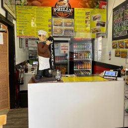 Front counter with menu Front counter with menu