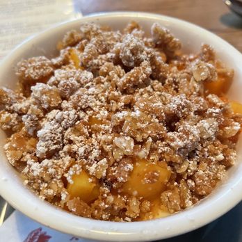 Rich Table - Peaches and cream oat topping Panna cotta - New American Near Me - San Francisco, California