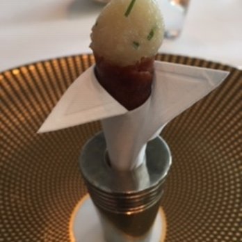 Per Se - Amuse bouche: sashimi cone. - French Near Me - New York, New York Per Se - Amuse bouche: sashimi cone. - French Near Me - New York, New York