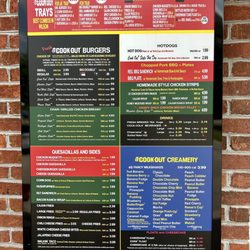 Cook Out - The menu
