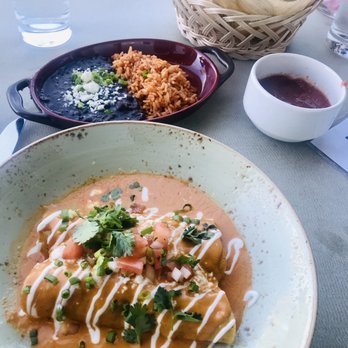 Mole Mexican Kitchen - Enchiladas de camarones with rice and beans - Mexican Near Me - Sedona, Arizona Mole Mexican Kitchen - Enchiladas de camarones with rice and beans - Mexican Near Me - Sedona, Arizona