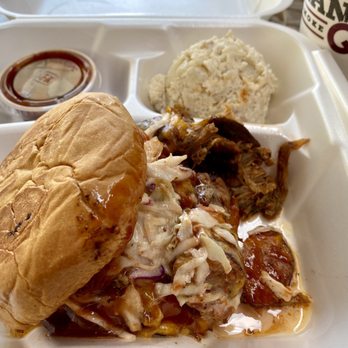 Hannah Q Smokehouse - The Pit Sandwich Combo! Includes a side and a drink. - Barbeque Near Me - Baton Rouge, Louisiana Hannah Q Smokehouse - The Pit Sandwich Combo! Includes a side and a drink. - Barbeque Near Me - Baton Rouge, Louisiana