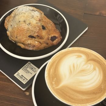 Analog Coffee - 12oz latte + blueberry scone - Cafes Near Me - Seattle, Washington