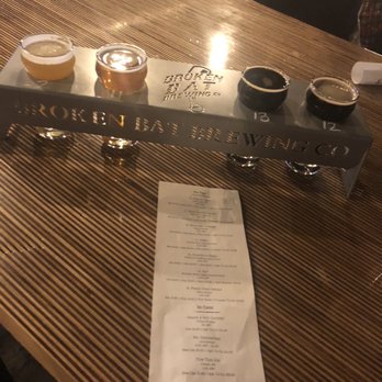 Broken Bat Brewing Co - Menu and my friend's beer flight - Breweries Near Me - Milwaukee, Wisconsin Broken Bat Brewing Co - Menu and my friend's beer flight - Breweries Near Me - Milwaukee, Wisconsin