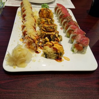 Kyoto Sushi - (Left to right) Colorado Roll, New Mexico Roll and the Kansas Roll Delicious ! - Sushi Bars Near Me - Groton, Connecticut Kyoto Sushi - (Left to right) Colorado Roll, New Mexico Roll and the Kansas Roll Delicious ! - Sushi Bars Near Me - Groton, Connecticut
