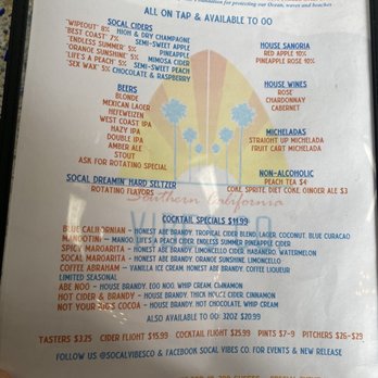 SoCal Vibes - Menu 1/7/23 - Breweries Near Me - Carson, California SoCal Vibes - Menu 1/7/23 - Breweries Near Me - Carson, California