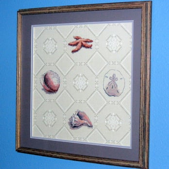 Michaels - My sister gets the credit for this terrific sea shells needlepoint artwork that I had matted and framed. - Knitting Supplies Near Me - Carrollwood, Florida Michaels - My sister gets the credit for this terrific sea shells needlepoint artwork that I had matted and framed. - Knitting Supplies Near Me - Carrollwood, Florida