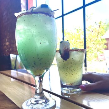 Casa Corazon Restaurant - Fire Margaritas: El Peligroso (left). Cucumber jalapeño (right). - Mexican Near Me - Phoenix, Arizona Casa Corazon Restaurant - Fire Margaritas: El Peligroso (left). Cucumber jalapeño (right). - Mexican Near Me - Phoenix, Arizona