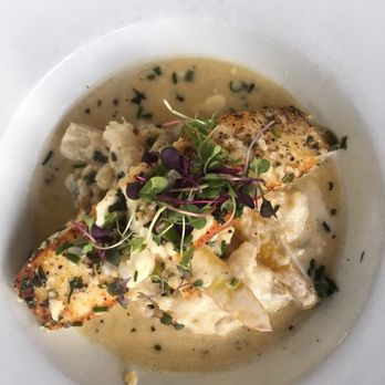 Tiny Boxwoods - Seared Halibut - New American Near Me - Houston, Texas Tiny Boxwoods - Seared Halibut - New American Near Me - Houston, Texas