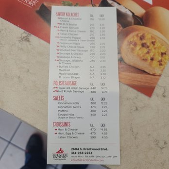 Kolache Factory - Menu - Bakeries Near Me - Brentwood, Missouri Kolache Factory - Menu - Bakeries Near Me - Brentwood, Missouri