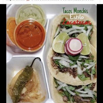 Tacos Monchis Estilo Zacatecas - a plate of tacoss and sauces - Food Trucks Near Me - Fort Worth, Texas Tacos Monchis Estilo Zacatecas - a plate of tacoss and sauces - Food Trucks Near Me - Fort Worth, Texas