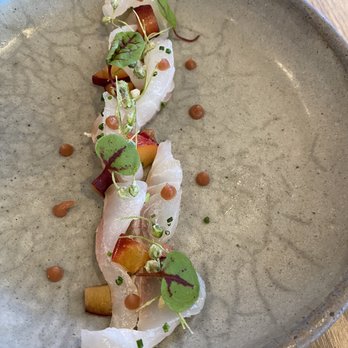 Ernest - Japanese Sea Bream: plum, onion blossom chimichurri ($23) - New American Near Me - San Francisco, California Ernest - Japanese Sea Bream: plum, onion blossom chimichurri ($23) - New American Near Me - San Francisco, California