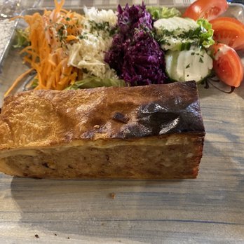 Relais des moines - Tartine, this was a ground pork and vegetables in a puff pastry with a really good salad this was the main course. - Restaurants Near Me - Riquewihr, 68