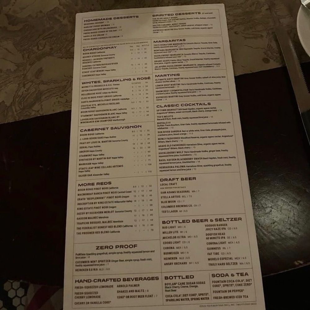 Ted's Montana Grill - Menu - American Near Me - Columbus, Ohio Ted's Montana Grill - Menu - American Near Me - Columbus, Ohio