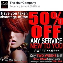 Hair Company - Great cut, but the ad was a little misleading. They only offered 50% off to existing customers. Bummer. I had to pay full price.