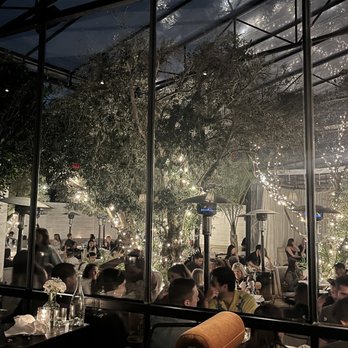 Laurel Hardware - View of patio from inside - New American Near Me - West Hollywood, California