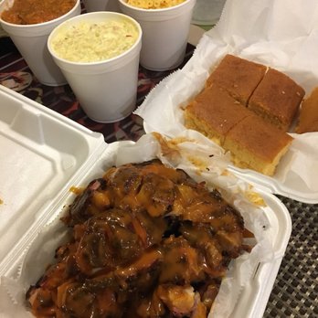 Troy's Bar-Be-Que - All star spread: rib tips ft. Mac, yams, collards, potato salad - Barbeque Near Me - Boynton Beach, Florida Troy's Bar-Be-Que - All star spread: rib tips ft. Mac, yams, collards, potato salad - Barbeque Near Me - Boynton Beach, Florida
